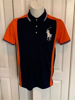 Polo by Ralph Lauren Performance Navy Polo with Orange Trim